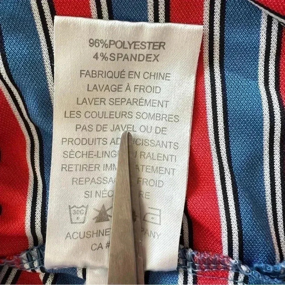 FootJoy FJ Mens Golf Polo Shirt Large Red Blue Striped Stretch Polyester… - Picture 6 of 9